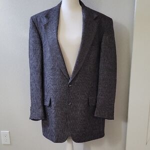 Loro Piana Black Blue Checkered Blazer Nordstrom Classic 42L 100% Camel Hair